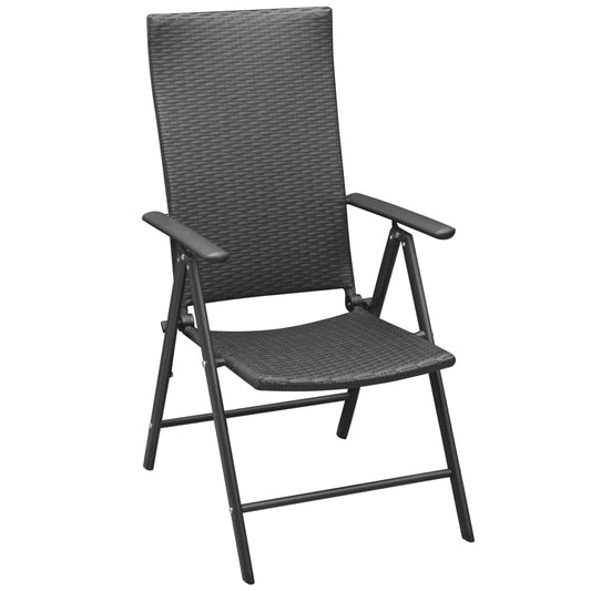 vidaXL Stackable Folding Chairs 2 pcs Poly Rattan Black