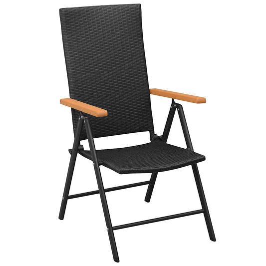 vidaXL Stackable Folding Chairs 2 pcs Poly Rattan Black