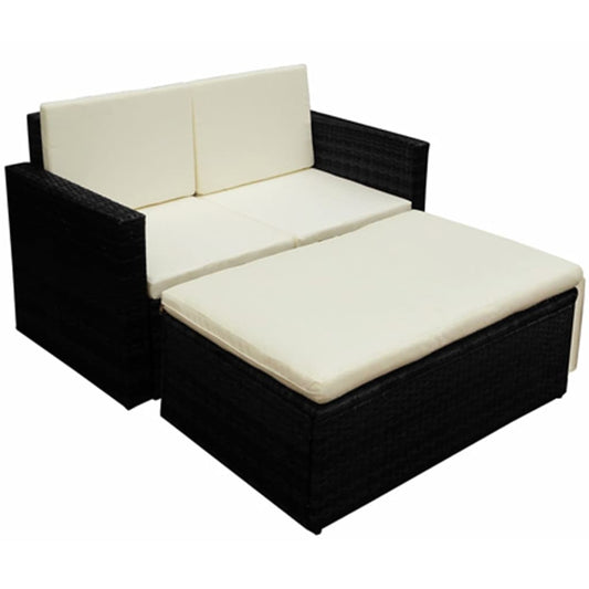 vidaXL Patio Furniture | Black | PE Rattan, Powder-Coated Steel, 100% Polyester