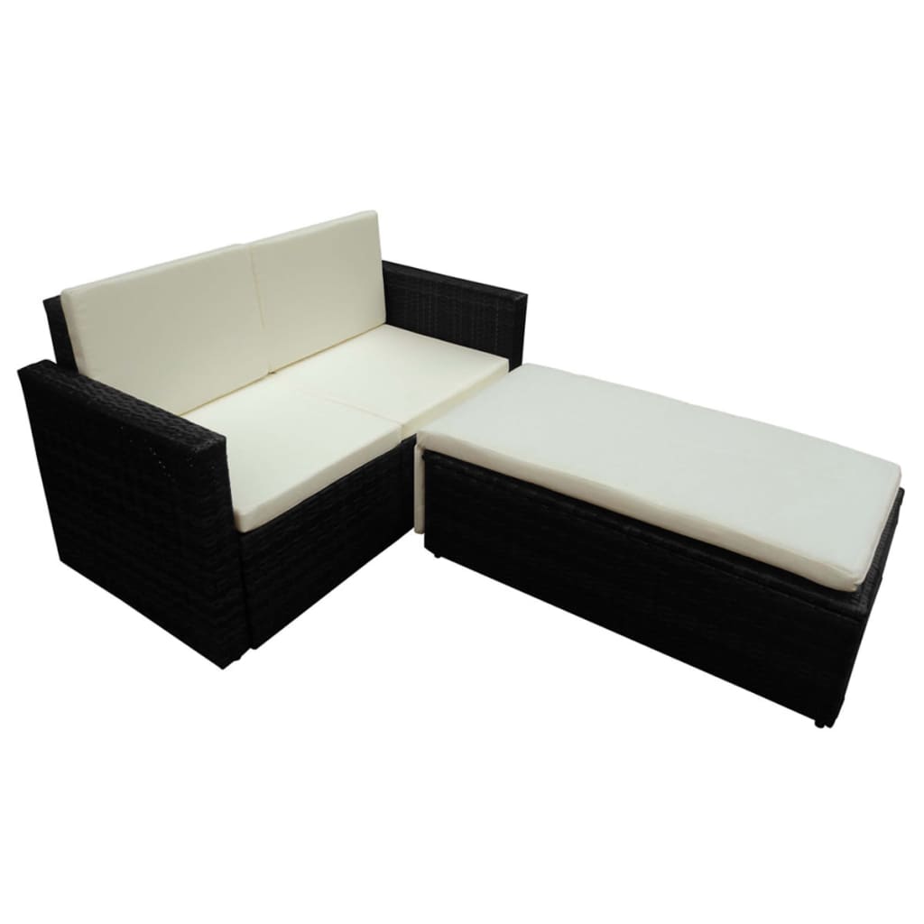 vidaXL Patio Furniture | Black | PE Rattan, Powder-Coated Steel, 100% Polyester