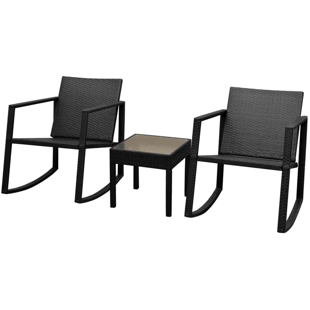 vidaXL Patio Furniture | Black | Powder-coated steel, PE rattan, Glass | Medium
