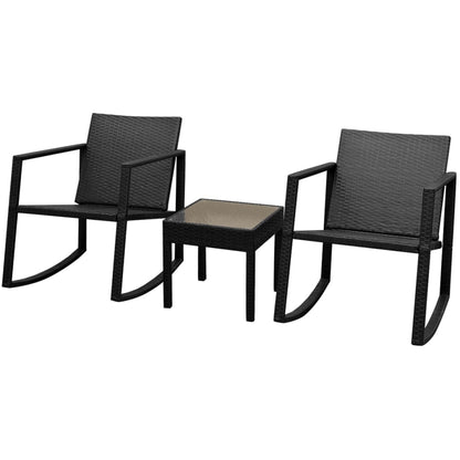 vidaXL Patio Furniture | Black | Powder-coated steel, PE rattan, Glass | Medium