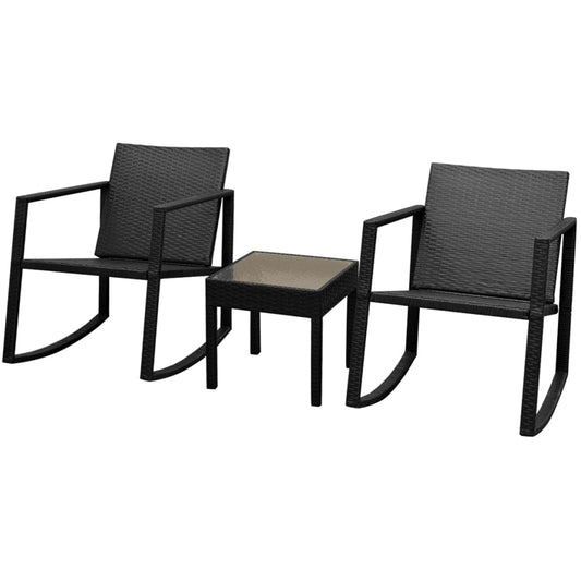 vidaXL Patio Furniture | Black | Powder-coated steel, PE rattan, Glass | Medium
