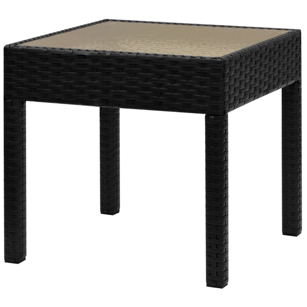 vidaXL Patio Furniture | Black | Powder-coated steel, PE rattan, Glass | Medium