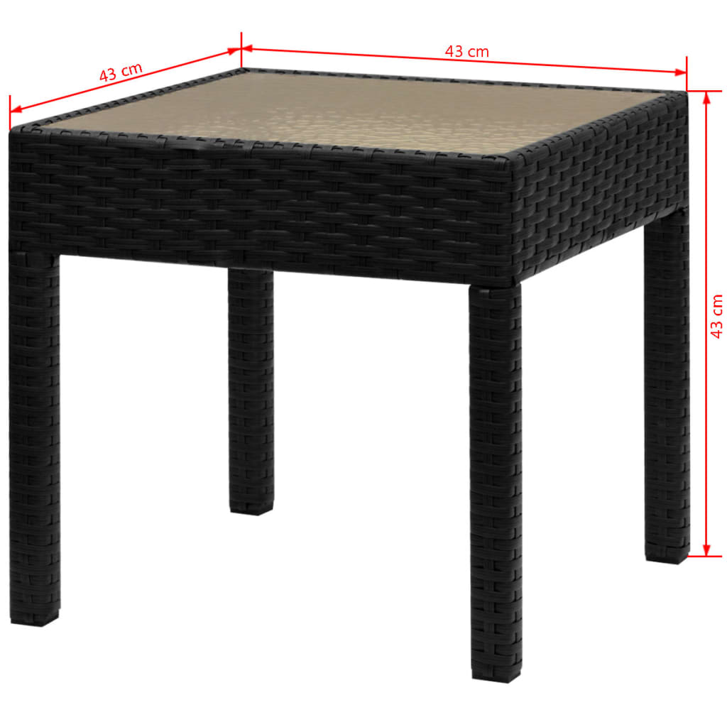 vidaXL Patio Furniture | Black | Powder-coated steel, PE rattan, Glass | Medium