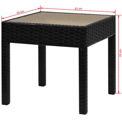 vidaXL Patio Furniture | Black | Powder-coated steel, PE rattan, Glass | Medium