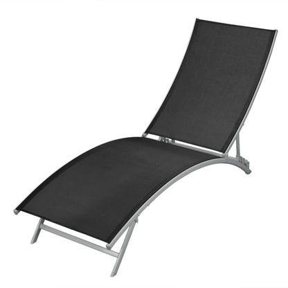 vidaXL Sunlounger | Black | Steel | Durable | Sun Lounger | Waveform | Modern