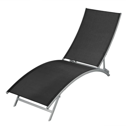vidaXL Sunlounger | Black | Steel | Durable | Sun Lounger | Waveform | Modern