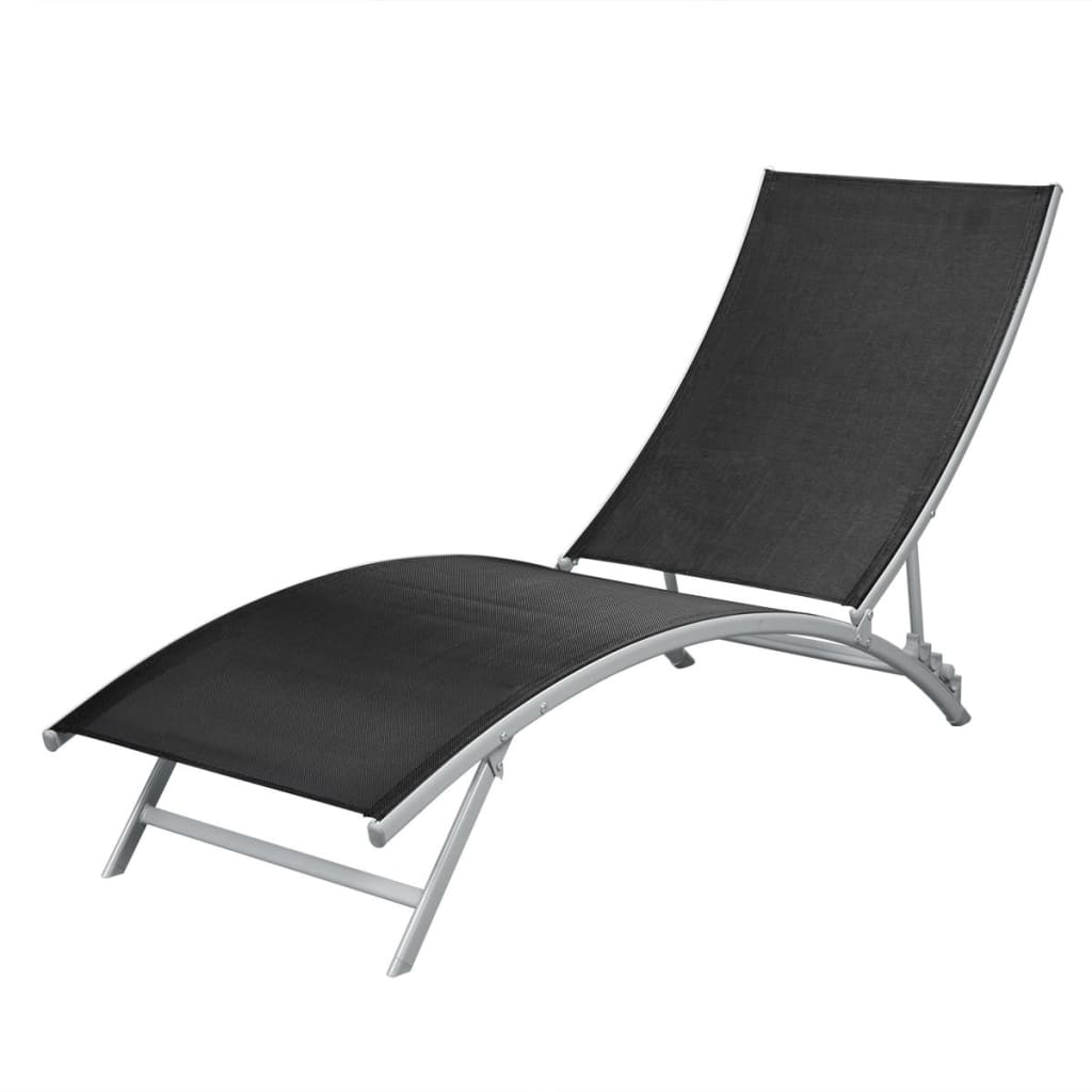 vidaXL Sunlounger | Black | Steel | Durable | Sun Lounger | Waveform | Modern