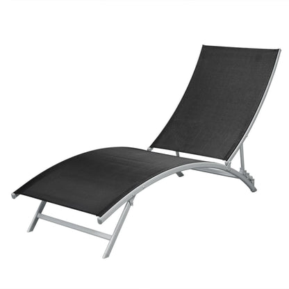 vidaXL Sunlounger | Black | Steel | Durable | Sun Lounger | Waveform | Modern
