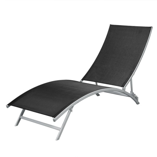 vidaXL Sunlounger | Black | Steel | Durable | Sun Lounger | Waveform | Modern