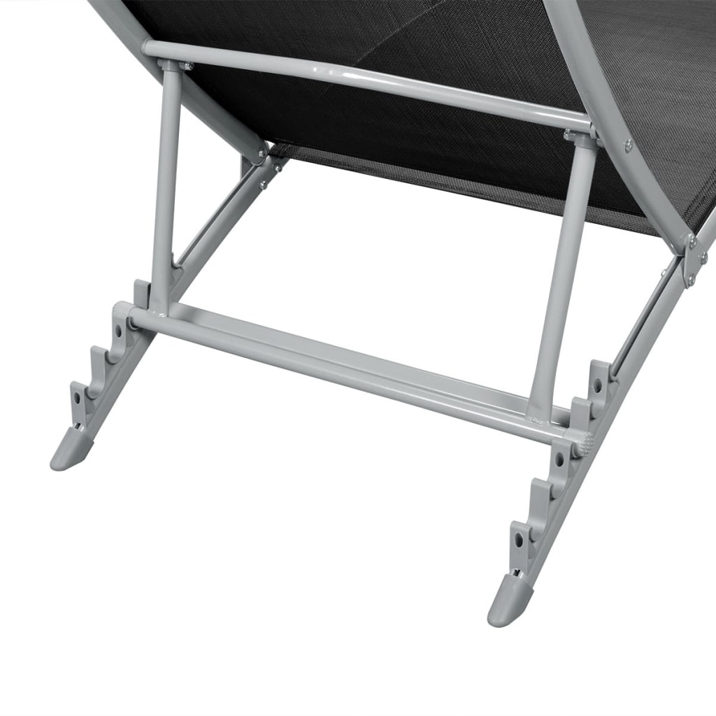 vidaXL Sunlounger | Black | Steel | Durable | Sun Lounger | Waveform | Modern