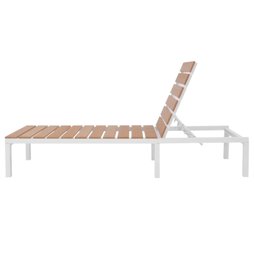 vidaXL Sunlounger | White and brown | Aluminium and WPC | Standard