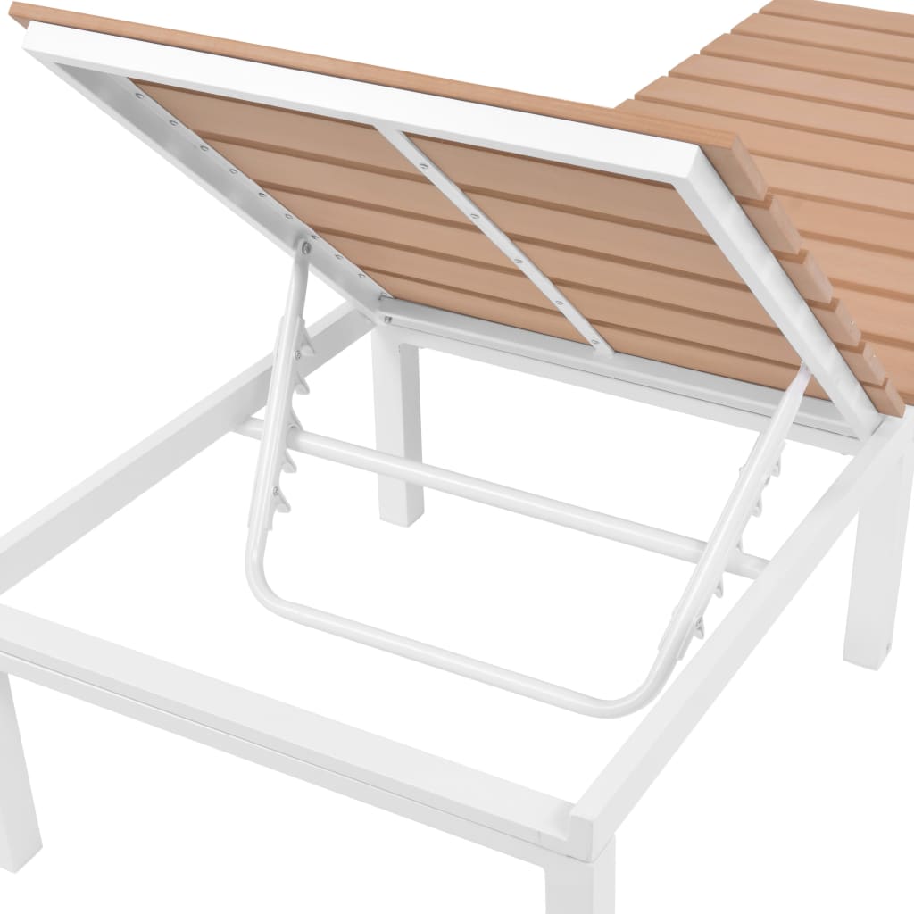 vidaXL Sunlounger | White and brown | Aluminium and WPC | Standard