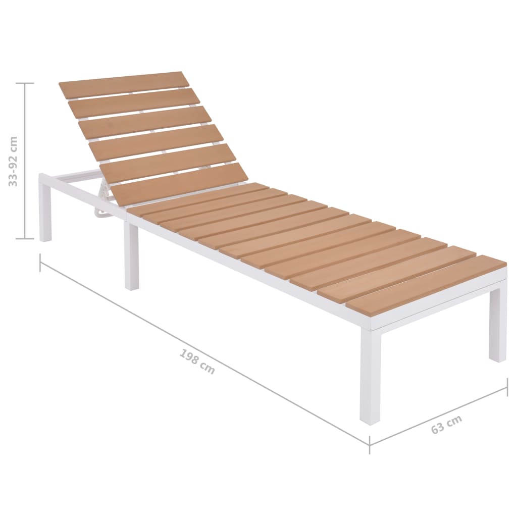 vidaXL Sunlounger | White and brown | Aluminium and WPC | Standard