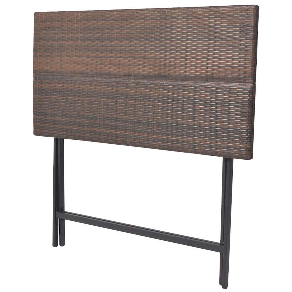 42877 vidaXL 7 Piece Folding Outdoor Dining Set Steel Poly Rattan Brown