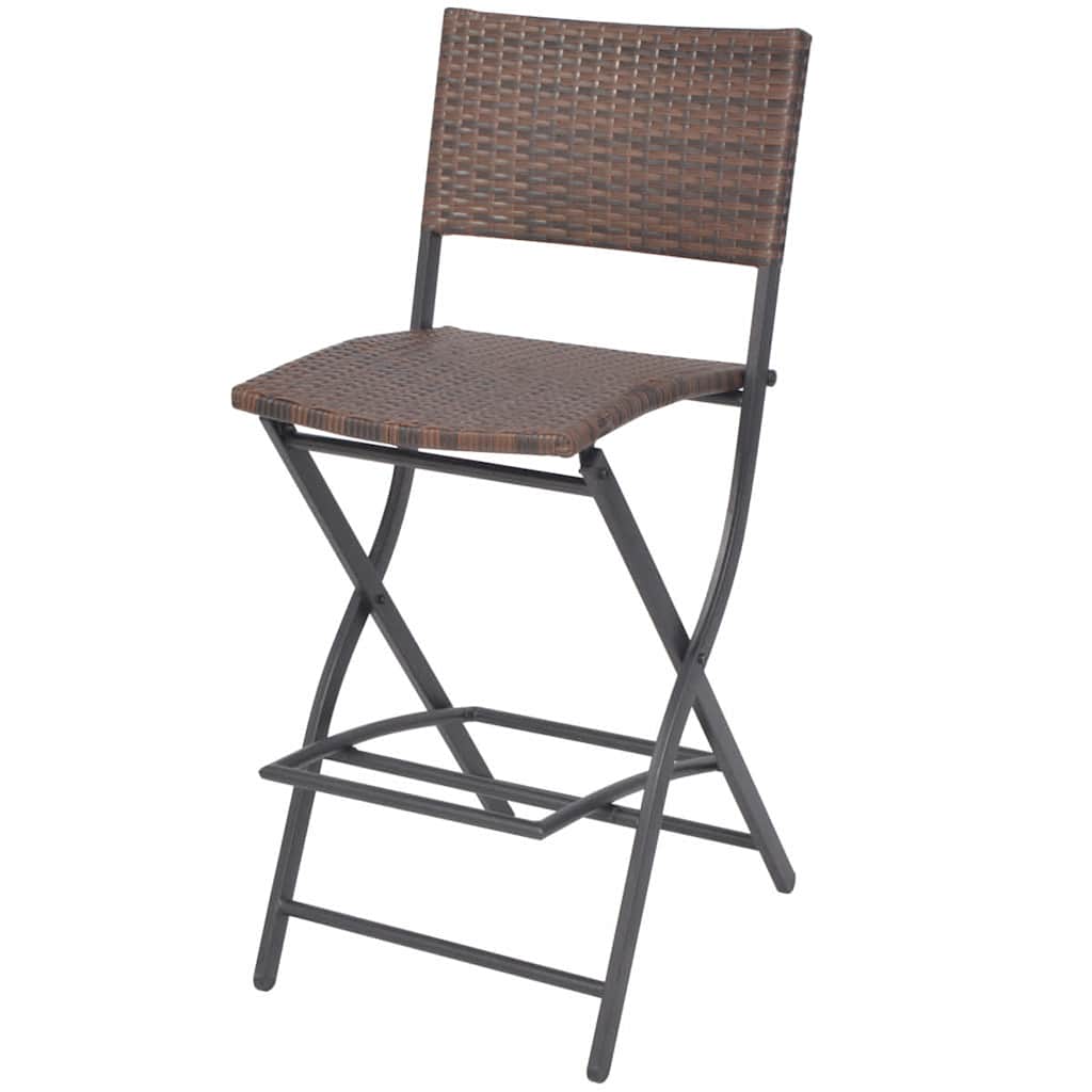 42877 vidaXL 7 Piece Folding Outdoor Dining Set Steel Poly Rattan Brown