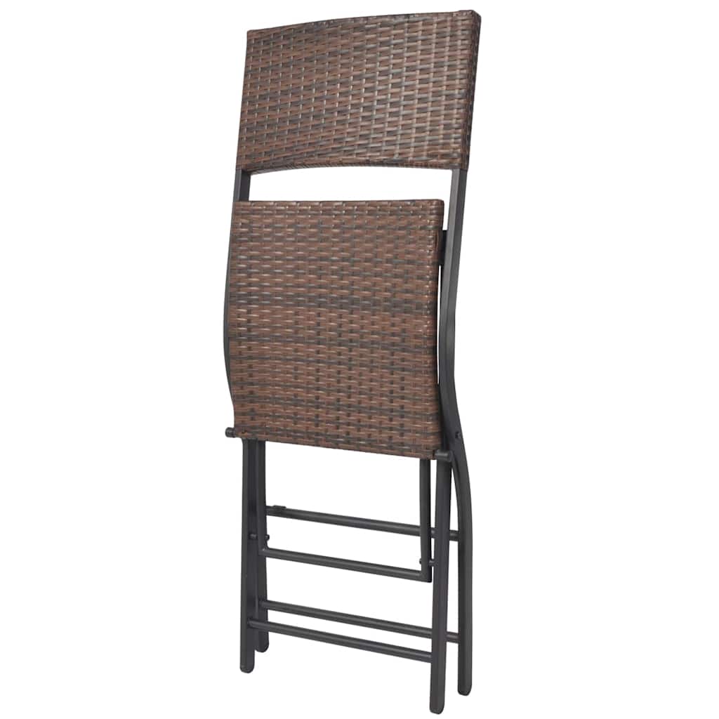 42877 vidaXL 7 Piece Folding Outdoor Dining Set Steel Poly Rattan Brown