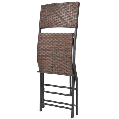 42877 vidaXL 7 Piece Folding Outdoor Dining Set Steel Poly Rattan Brown