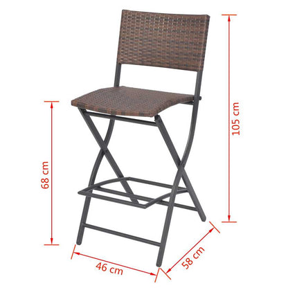 42877 vidaXL 7 Piece Folding Outdoor Dining Set Steel Poly Rattan Brown