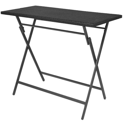 vidaXL 7 Piece Folding Outdoor Dining Set Steel Poly Rattan Black