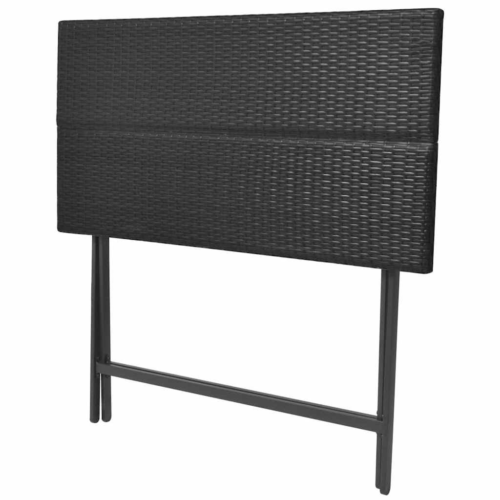 vidaXL 7 Piece Folding Outdoor Dining Set Steel Poly Rattan Black