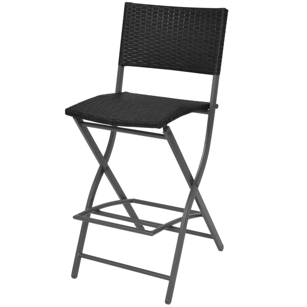 vidaXL 7 Piece Folding Outdoor Dining Set Steel Poly Rattan Black