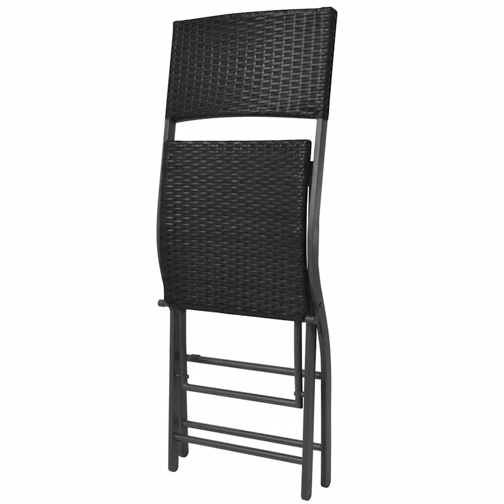 vidaXL 7 Piece Folding Outdoor Dining Set Steel Poly Rattan Black