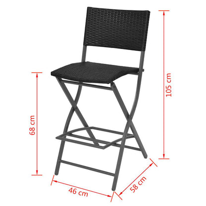 vidaXL 7 Piece Folding Outdoor Dining Set Steel Poly Rattan Black