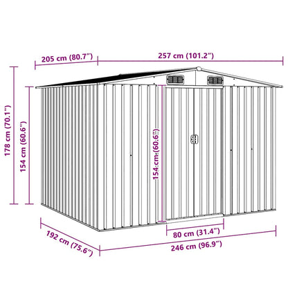 vidaXL Garden Storage Shed Grey Metal 257x205x178 cm
