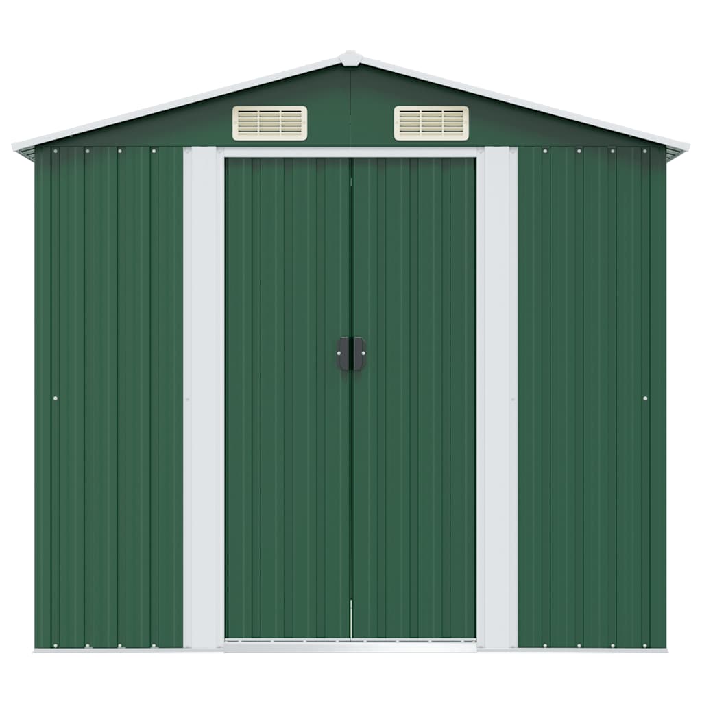 vidaXL Garden Storage Shed Green Metal 204x132x186 cm