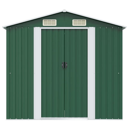 vidaXL Garden Storage Shed Green Metal 204x132x186 cm