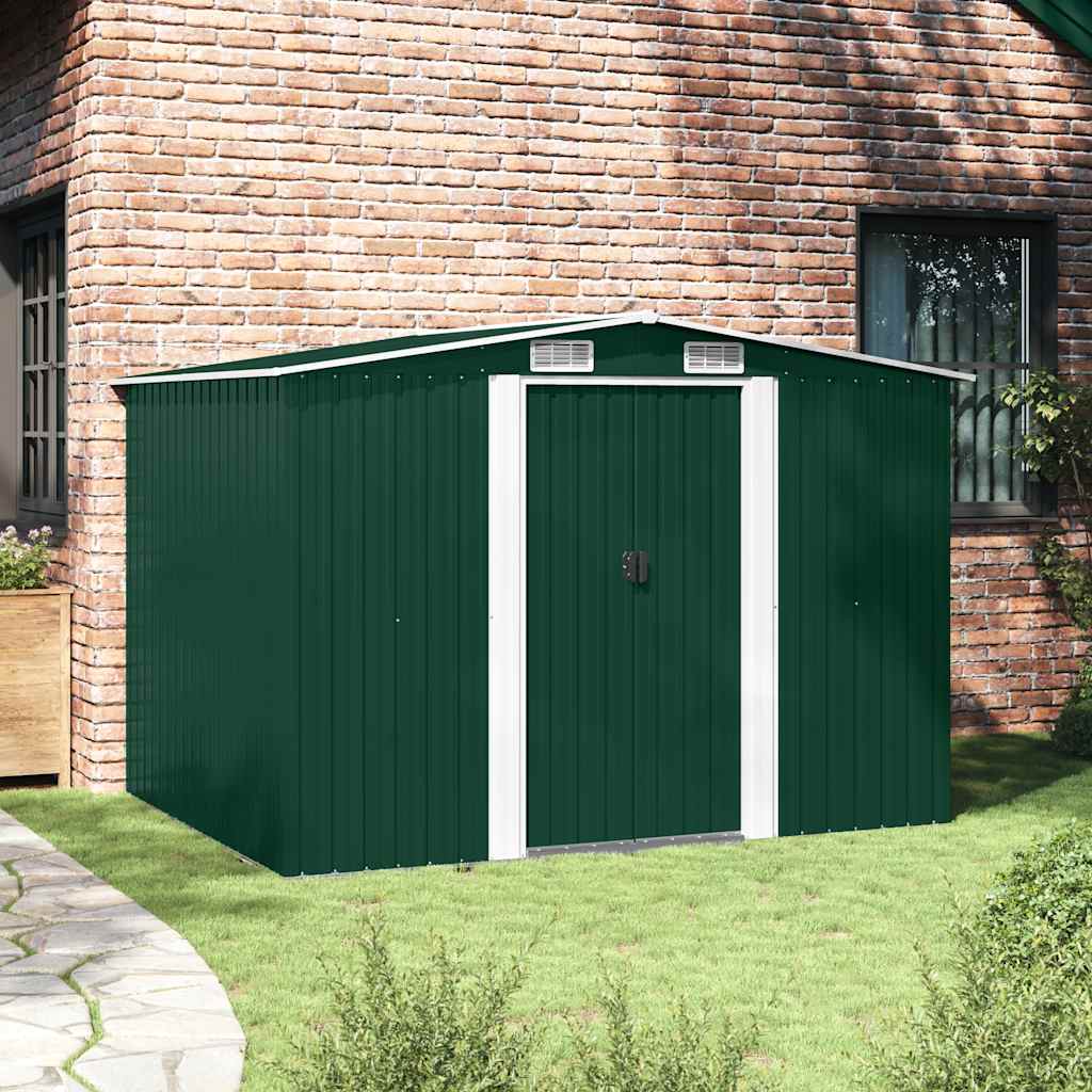 vidaXL Garden Storage Shed Green Metal 257x205x178 cm