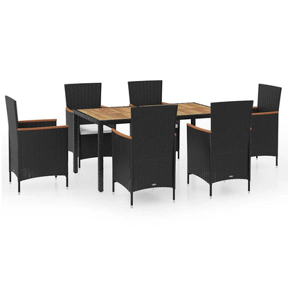 42913 vidaXL 7 Piece Outdoor Dining Set with Cushions Poly Rattan