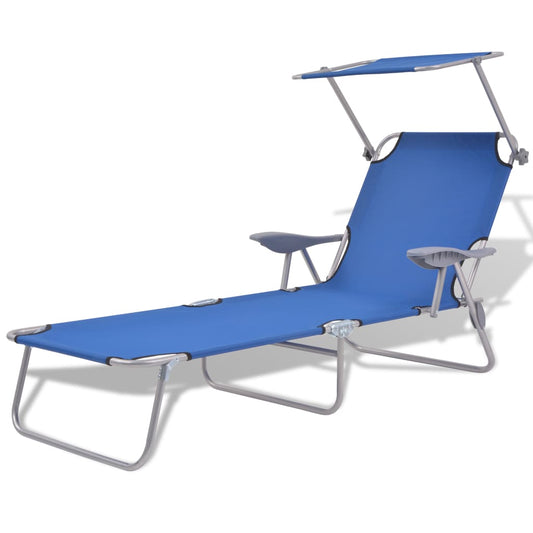 vidaXL Sunlounger | Steel Blue | Powder-coated steel frame, Polyester fabric
