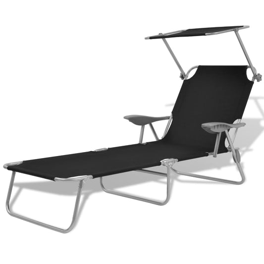 vidaXL Sunlounger | Black | Powder-coated steel | Medium | Foldable