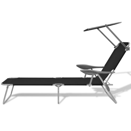 vidaXL Sunlounger | Black | Powder-coated steel | Medium | Foldable