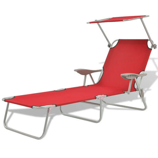 vidaXL Sunlounger | Red | Powder-coated steel, Polyester fabric | One Size