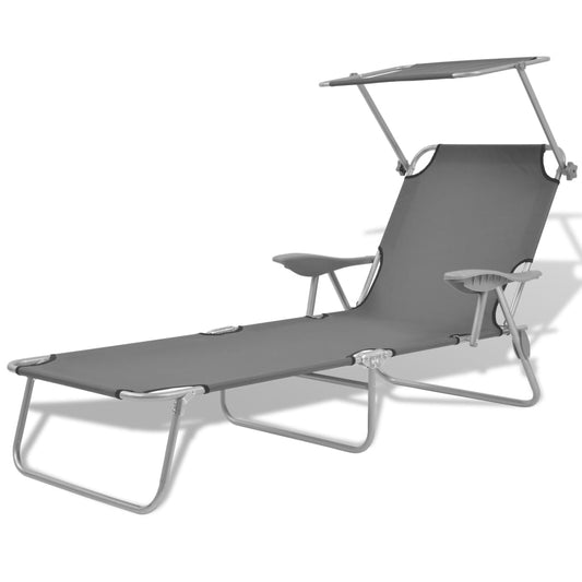 vidaXL Sunlounger | Steel Grey | Powder-coated steel frame, Polyester fabric