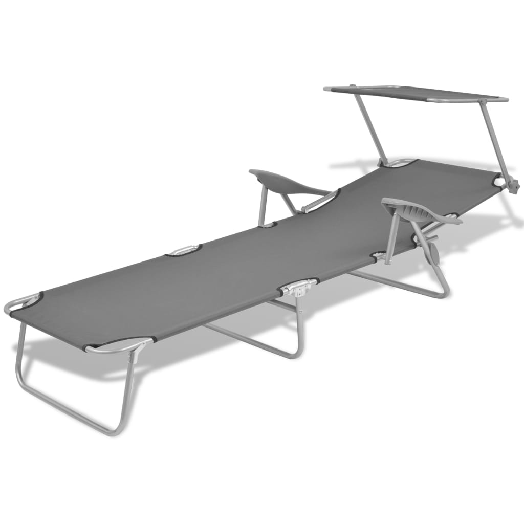 vidaXL Sunlounger | Steel Grey | Powder-coated steel frame, Polyester fabric