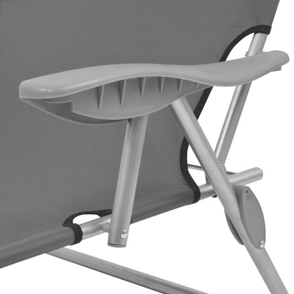 vidaXL Sunlounger | Steel Grey | Powder-coated steel frame, Polyester fabric