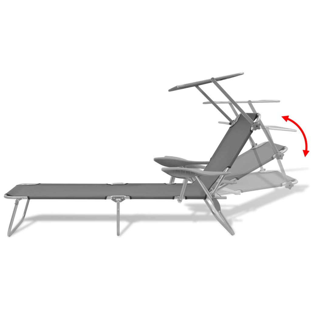 vidaXL Sunlounger | Steel Grey | Powder-coated steel frame, Polyester fabric
