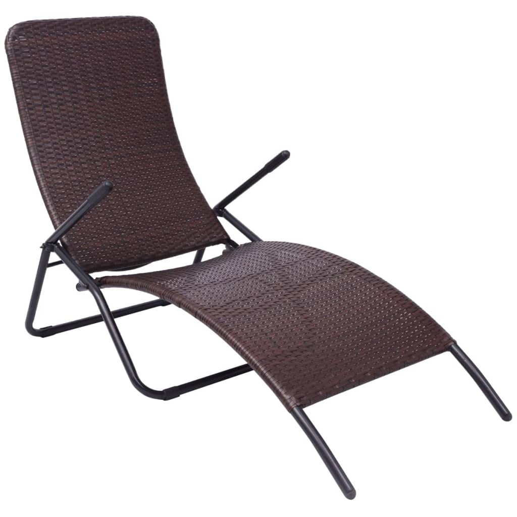 vidaXL Sun Lounger | Brown | Poly Rattan, Powder-Coated Steel | Medium