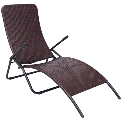 vidaXL Sun Lounger | Brown | Poly Rattan, Powder-Coated Steel | Medium