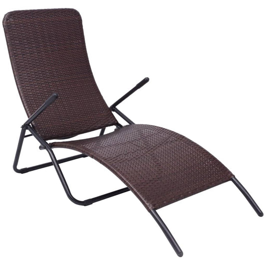 vidaXL Sun Lounger | Brown | Poly Rattan, Powder-Coated Steel | Medium