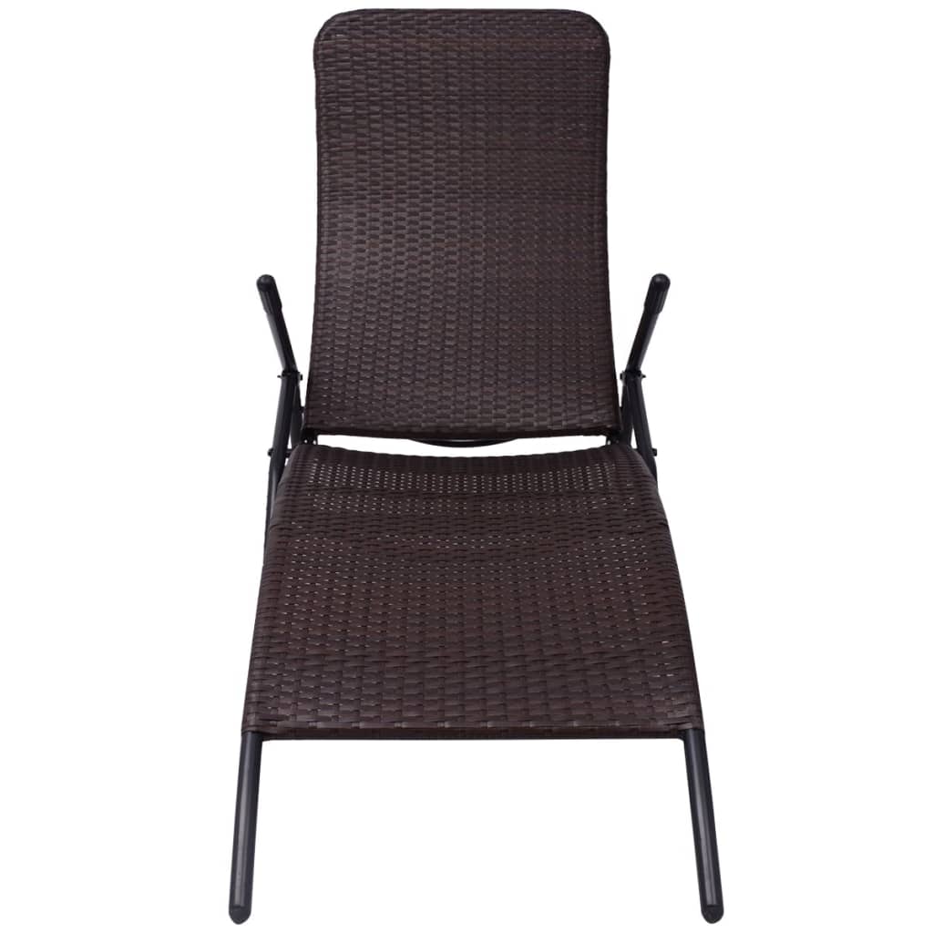 vidaXL Sun Lounger | Brown | Poly Rattan, Powder-Coated Steel | Medium