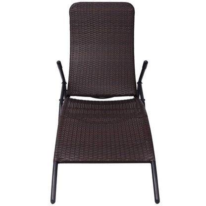 vidaXL Sun Lounger | Brown | Poly Rattan, Powder-Coated Steel | Medium