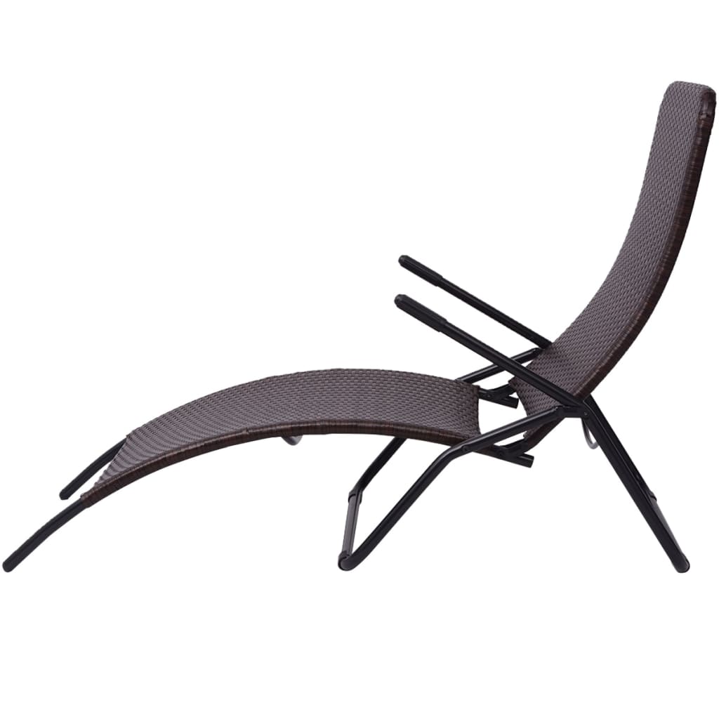 vidaXL Sun Lounger | Brown | Poly Rattan, Powder-Coated Steel | Medium
