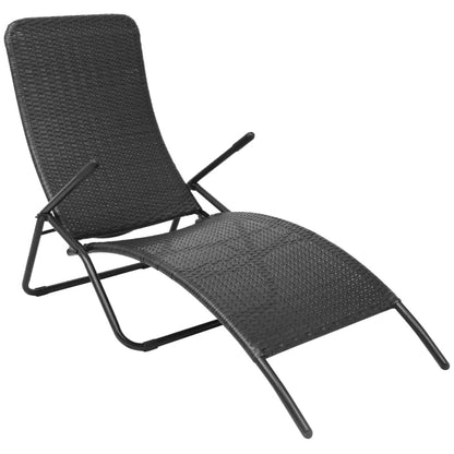 vidaXL Sun Lounger | Black | PE rattan, Powder-coated steel | Standard