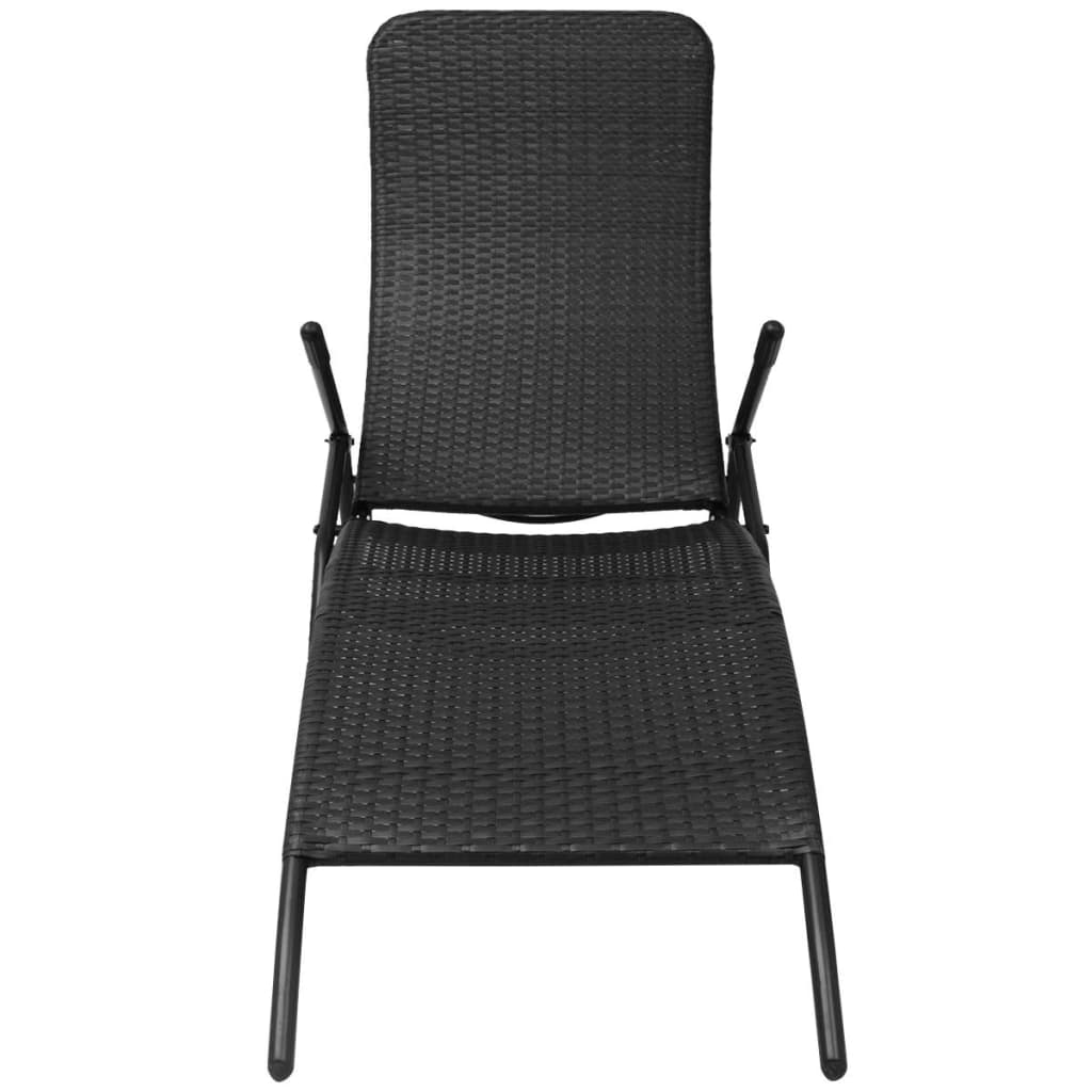 vidaXL Sun Lounger | Black | PE rattan, Powder-coated steel | Standard